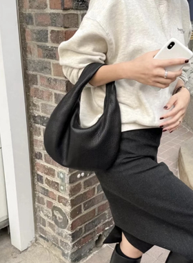 小众设计款真皮包头层进口牛皮Aeta月牙包手提包简约可爱女士包包