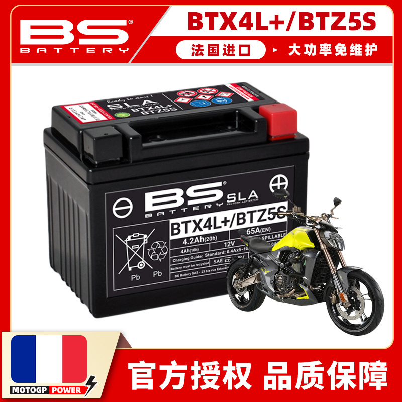 适用升仕ZT310-X-T-R-V摩托车电池ZT250-R电瓶法国BS蓄电池免维护