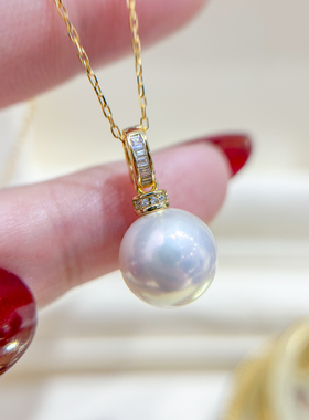 DIY珍珠配件 S925 纯银吊坠空托 金色银色项链坠 配9-13mm圆巴珠