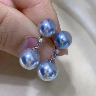 配8 金色银色银饰耳环 10mm圆珠 S925纯银耳钉空托 DIY珍珠小配件