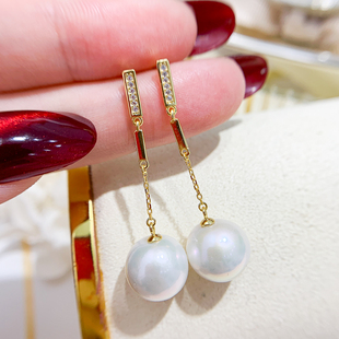 配7 DIY珍珠配件 金色银色银饰耳环 纯银耳钉空托 13mm圆巴 S925