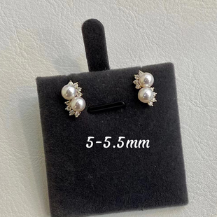 DIY珍珠小配件 S925纯银耳钉空托 金色银色银饰耳环配5-5.5mm圆扁