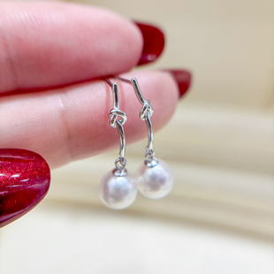 配9 DIY珍珠配件 金色银色银饰耳环 纯银耳钉空托 13mm圆巴 S925