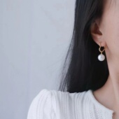 S925 纯银耳钉空托 金色银色银饰耳环 DIY珍珠配件 配9 13mm圆巴