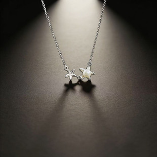 DIY珍珠配件 S925纯银套链空托 金色银色吊坠带银链 配4-6mm圆珠