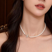 S925 纯银吊坠空托 金色银色项链坠女 DIY珍珠配件 配3 5mm圆巴