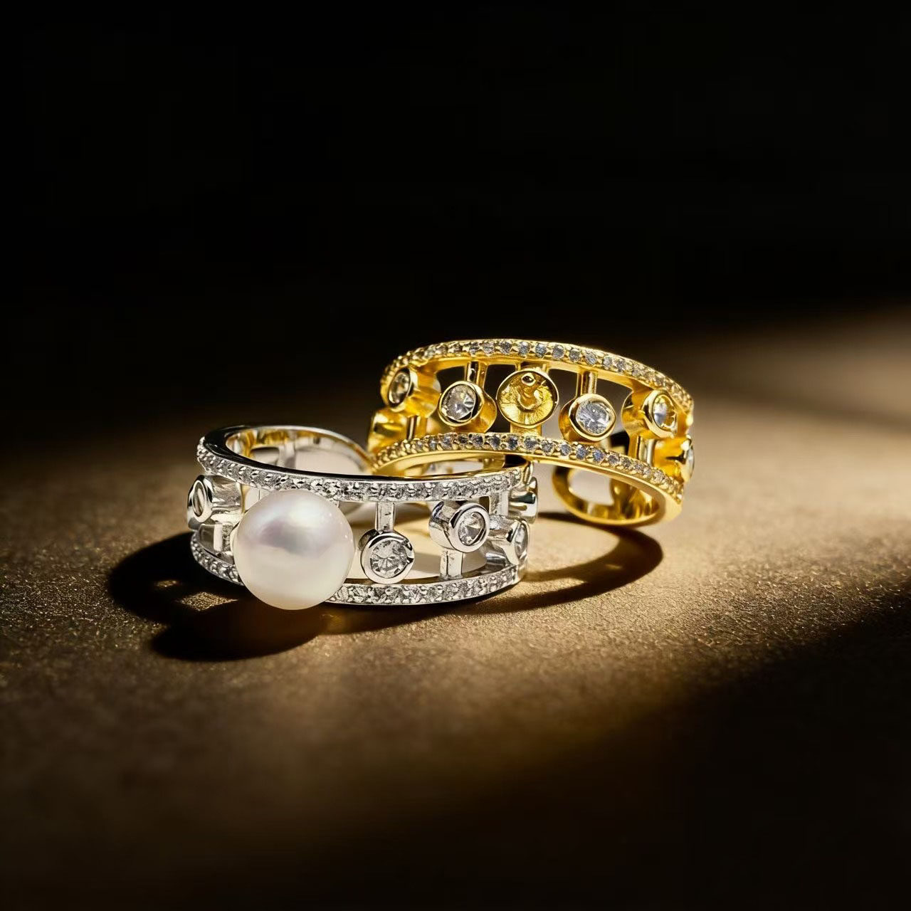 S925纯银戒指空托金色银色