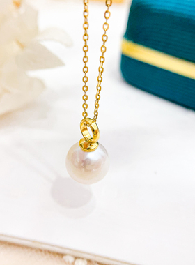 DIY珍珠小配件 S925纯银吊坠空托 K金款玉石挂坠 配8-12mm圆巴异