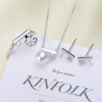 diy珍珠配件套装s925平衡木耳钉