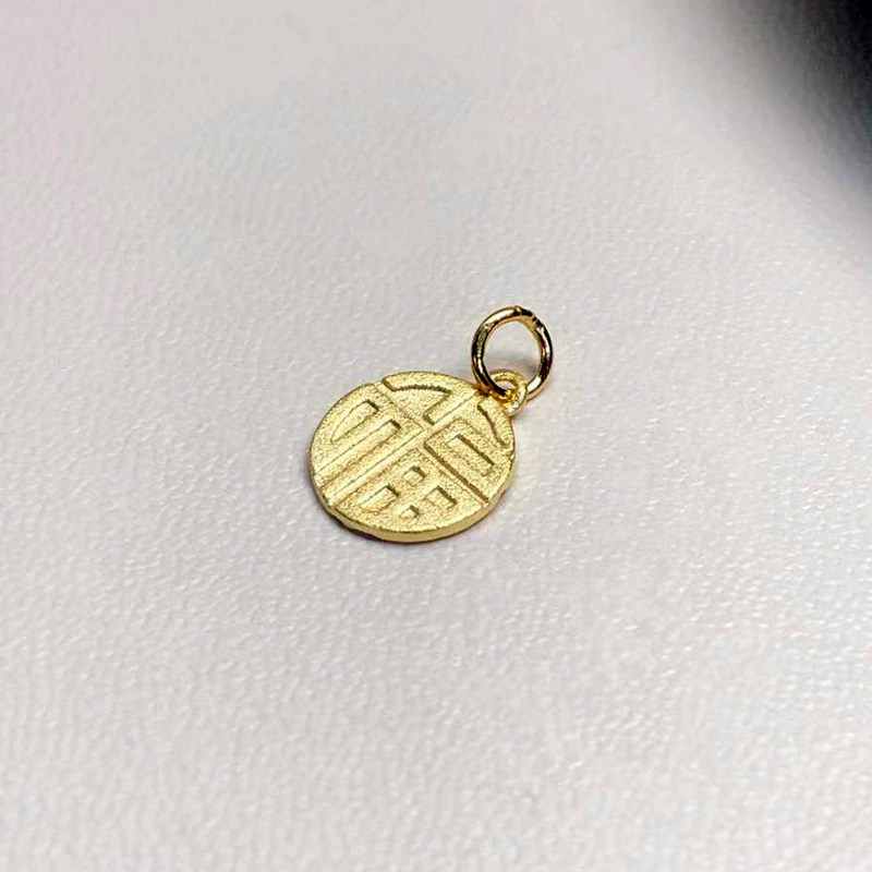 DIY珍珠配件 手链 项链 吊坠配件 S925纯银金银色小坠子 福牌银饰图片