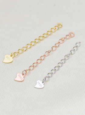 DIY配件 S925纯银镀金4mm心片延长链 手链项链扣 盒子链O字链