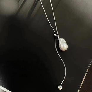 配9 金色银色吊坠带银链 18mm圆异 S925纯银套链空托 DIY珍珠配件