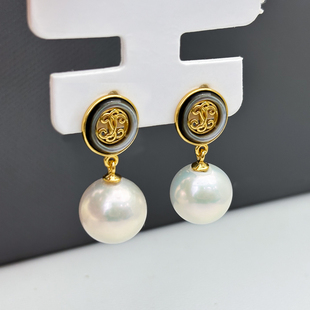 配9 DIY珍珠配件 金色银色银饰耳环 纯银耳钉空托 15mm圆巴 S925