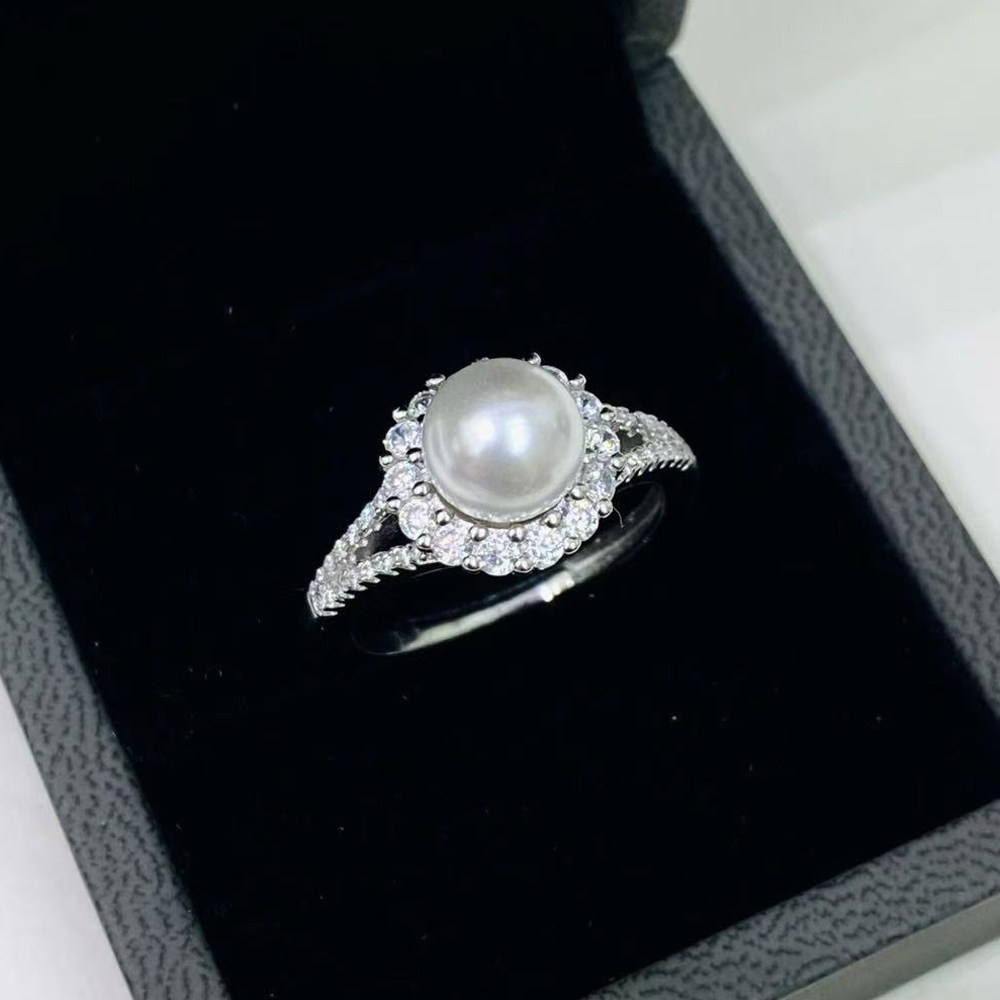 DIY珍珠配件S925纯银戒指托配