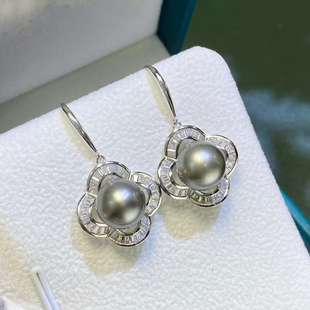 DIY珍珠配件 轻奢银饰金色银色耳环 纯银耳钉空托 11mm圆 S925