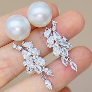 轻奢银饰金色银色耳环配9 纯银耳钉空托 12mm圆 S925 DIY珍珠配件