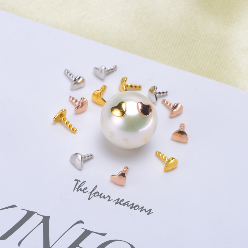 diy镀白金花式通孔针帽珍珠