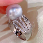 DIY珍珠小配件 15mm圆 金色银色银饰托配12 S925纯银戒指空托 时尚