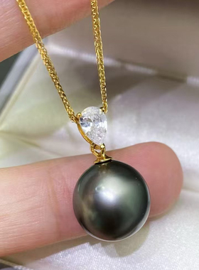 DIY珍珠配件 S925 纯银吊坠空托 金色银色项链坠 配10-13mm圆巴珠