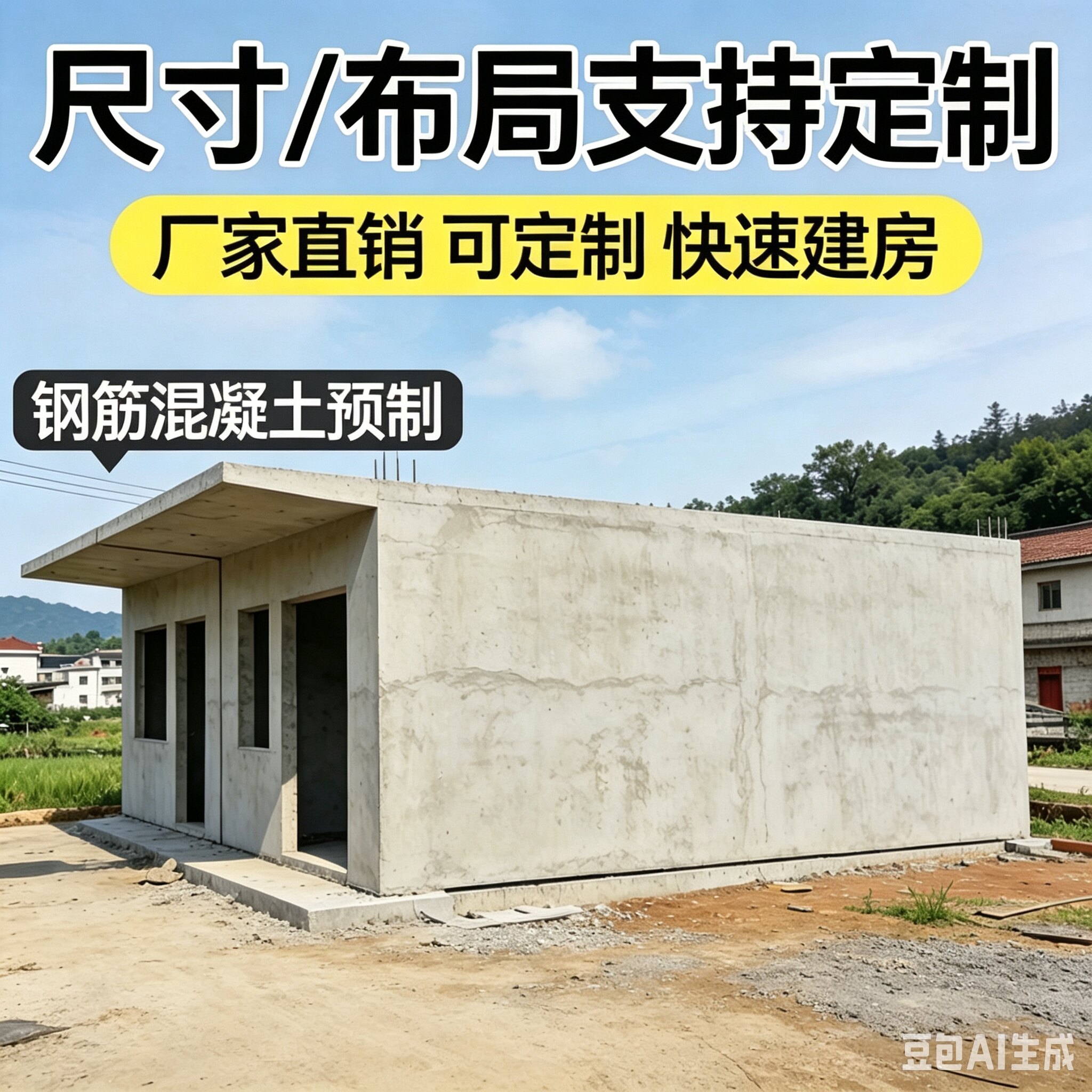 成品水泥房农村钢筋混凝土预制房钢结构活动板房