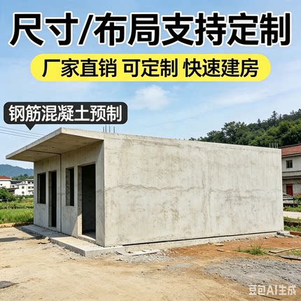 成品水泥房农村钢筋混凝土预制房子拼装房屋移动活动别墅电房店铺