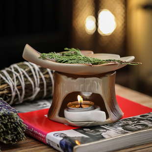 粗陶日式焙茶炉陶瓷茶叶提香器蜡烛加热烤茶炉醒茶烘烤炉熏香炉