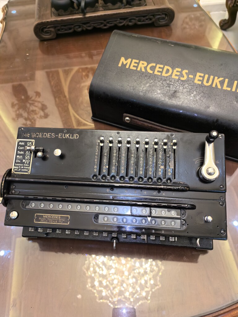 百年德产梅赛德斯Mercedes机械手摇古董老式计算器全铜