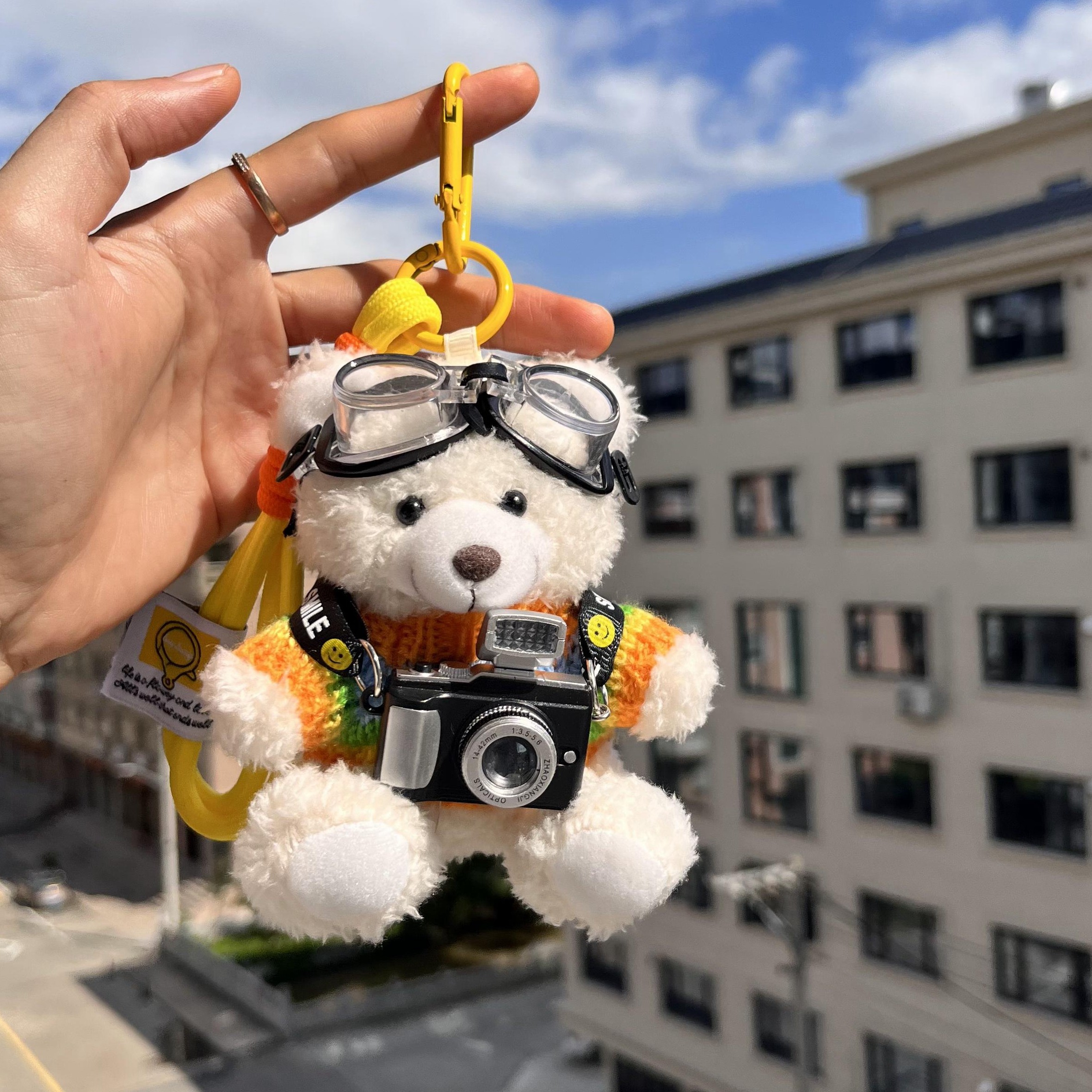 可爱相机小熊挂件书包背包挂饰卡通毛绒公仔钥匙扣创意情侣礼物