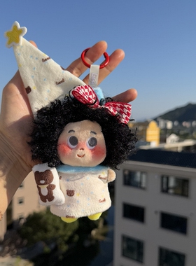 正版嘟嘟可爱黑色卷发包包挂件女生毛绒公仔小玩偶书包挂饰礼物
