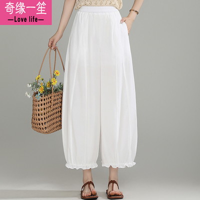 白色花苞裙裤女夏季2025薄新