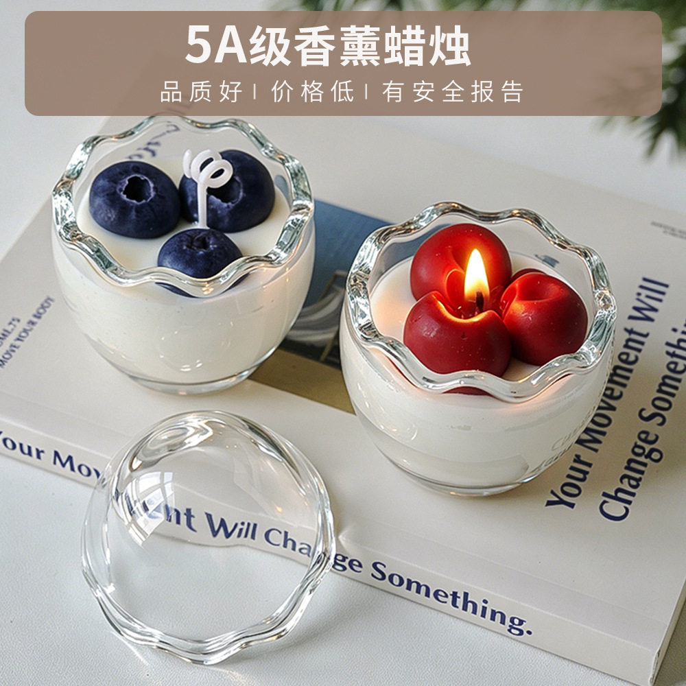 玻璃杯蜡香氛香薰蜡烛伴手礼实用礼品造型高级浪漫仿真摆件生日蛋