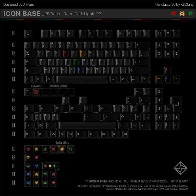 【ZD】PBTfans Retro Dark Lights R2黑红绿灯ABS二色黑灯R2键帽,电脑硬件/显示器/电脑周边,键帽,淘宝优惠券,粉丝福利购,淘宝优惠卷