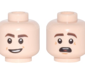 LEGO乐高3626cp1794人仔表情头肉色深褐色眉毛张嘴笑脸双面新现货