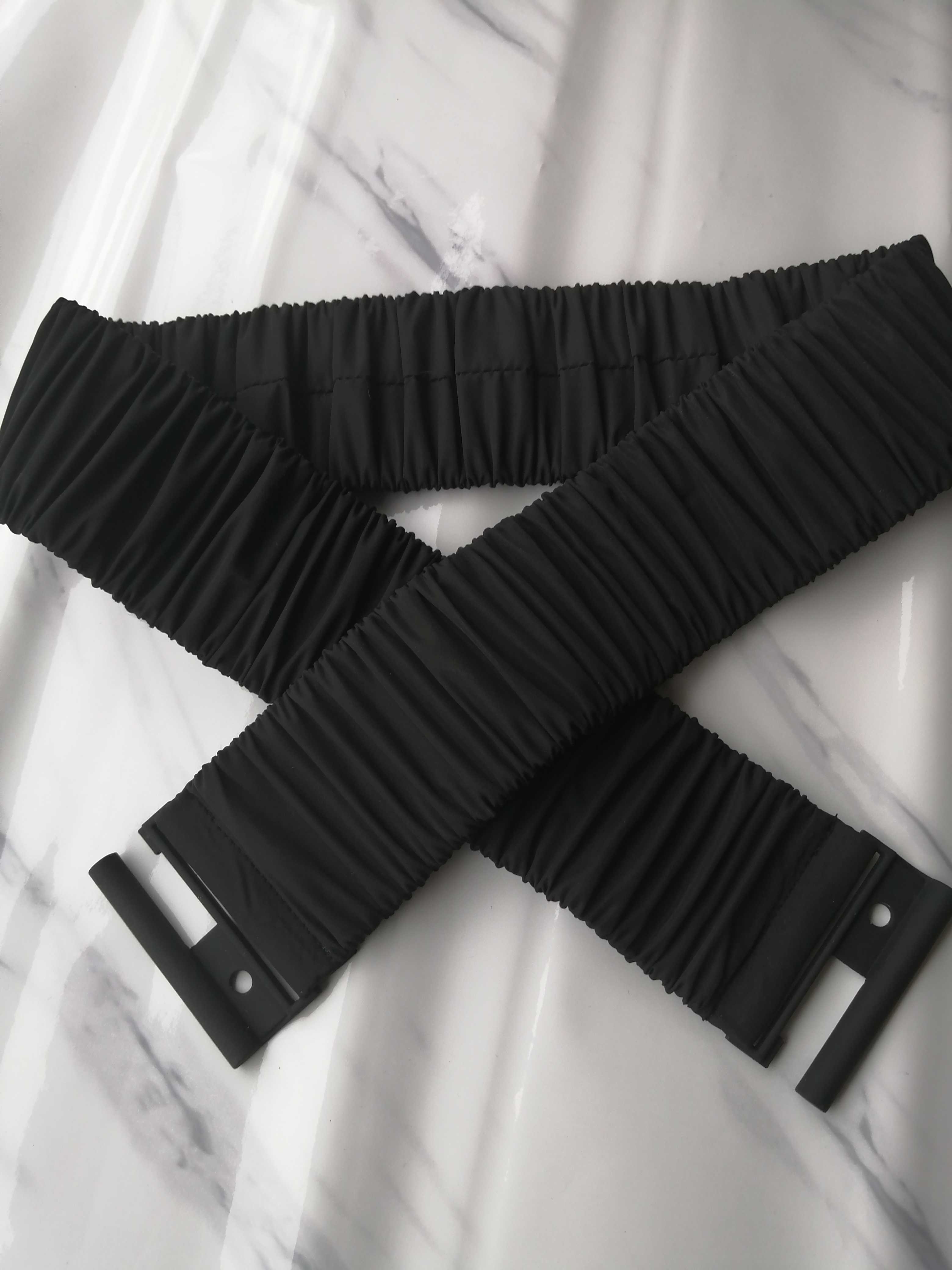 2020褶皱羽绒服面料松紧弹力腰带女士百搭束腰宽腰封皮带装饰配饰