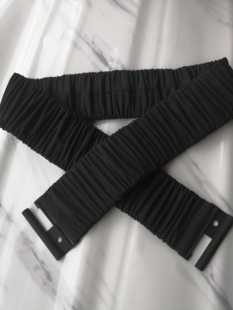 2020褶皱羽绒服面料松紧弹力腰带女士百搭束腰宽腰封皮带装饰配饰