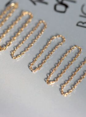 现货无折韩国14K金软戒粗款 结实C链真金戒指女 佩戴舒适不用摘