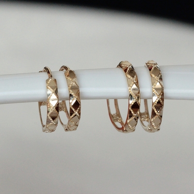 韩国14K金素金耳环基本款耳圈