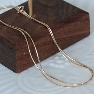 现货 韩国纯14K金蛇骨链项链女 特别细特别闪可单戴 锁骨链多尺寸