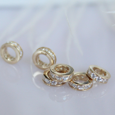 现货兔兔韩国纯14K金DIY配件隔珠不褪色 吊坠手链坠2款入 一口价1