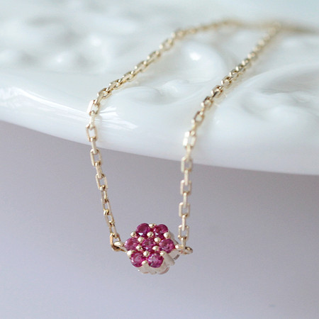 现货无折 14K纯金双色双面戴石头攒花手链送你一朵小红花 一朵花