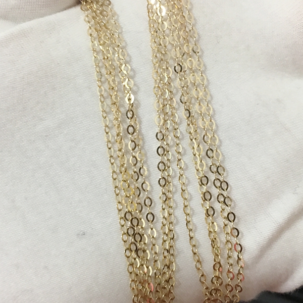 现货无折兔兔韩国14K金O链项链 1.5mm大亮片光链毛衣链 高性价比1