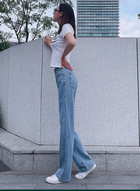 浅色加长大妈拖地裤直通潮裤