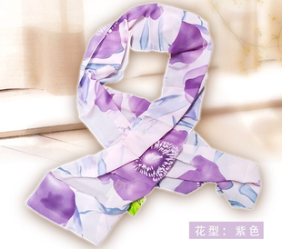 中威电气石量子纱巾围巾花卉印花薄款长款植物长方形保健功能丝巾