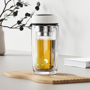 玻璃杯双层泡茶杯男女士商务茶水分离办公杯子带茶隔耐热玻璃水杯