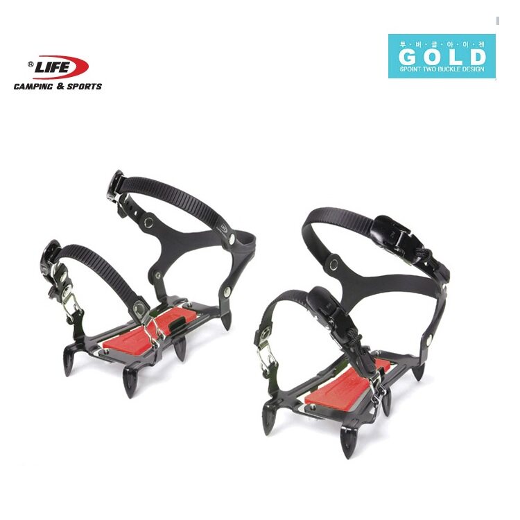 韩国Life Sports 6P Gold 可调节六齿冰爪 6齿 便携简易户外登山