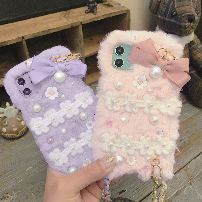 秋冬毛绒苹果16手机壳公主可爱15