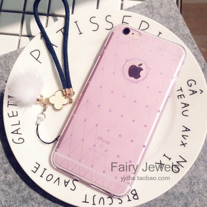 适用苹果8plus超薄闪钻手机壳iphone6plus硅胶简约全包软壳7p挂绳