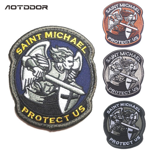 大天使圣迈克尔保护PROTECT US SAINT MICHAEL 魔术贴臂章布标贴