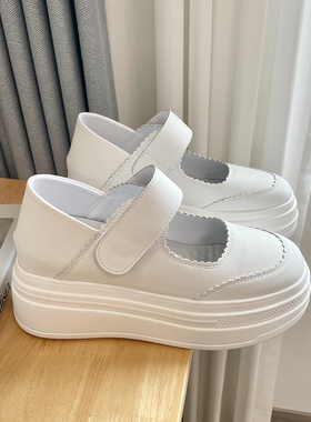 小个子内增高玛丽珍配裙子女魔术贴护士鞋两穿松糕厚底时尚单鞋潮
