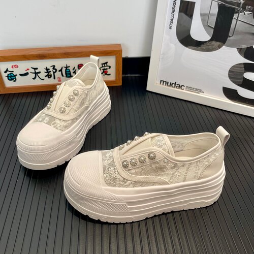 夏季厚底增高一脚蹬网面女鞋